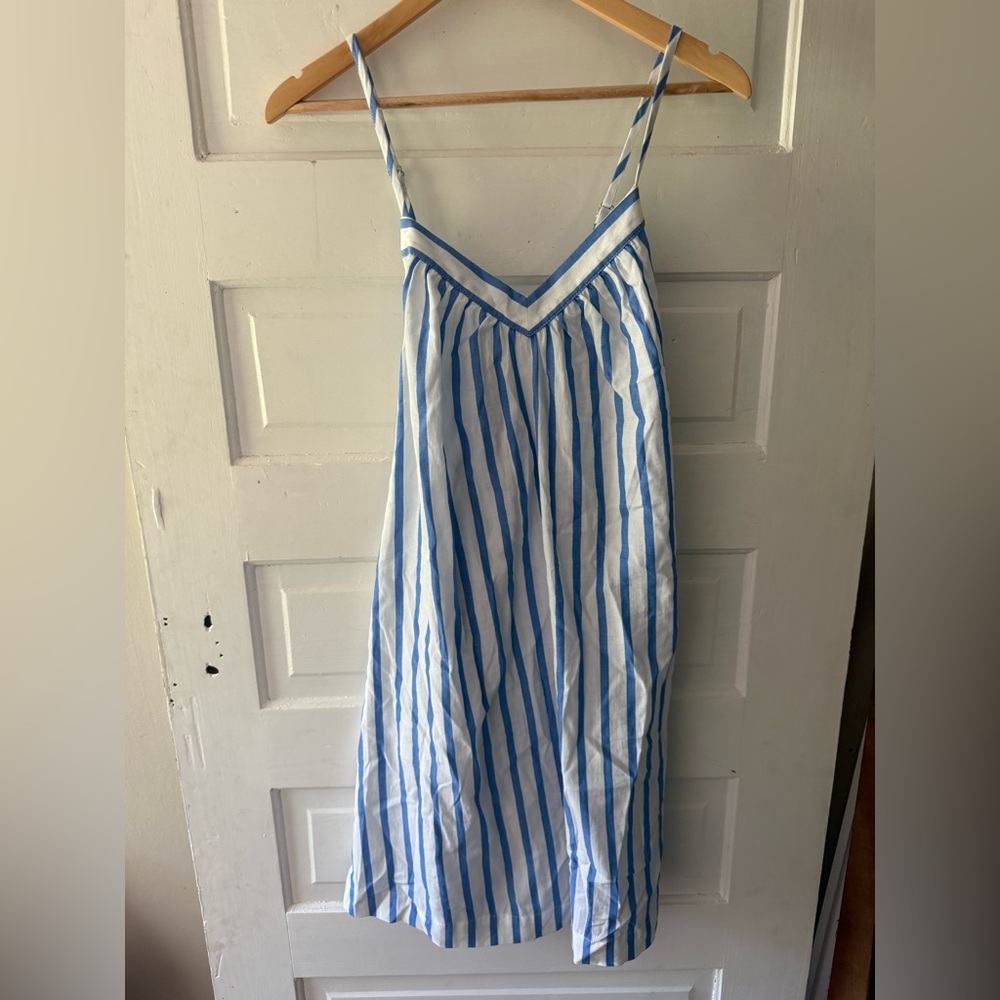 Ava & Viv Blue and White Striped Midi Dress